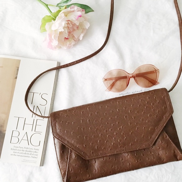 Bueno Handbags - Faux Ostrich Large Envelope Shoulder Bag